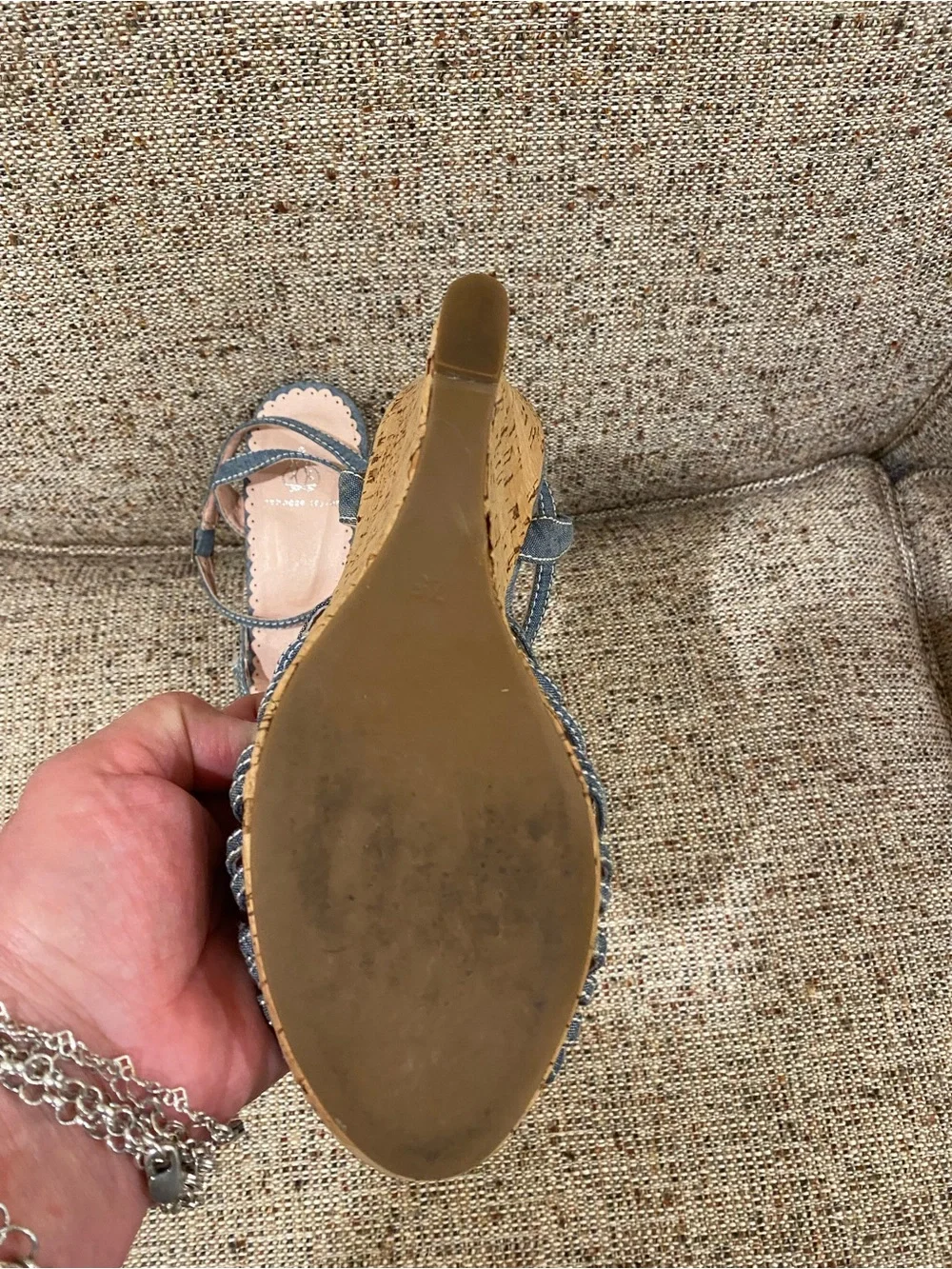 Rebecca Taylor Denim Blue Cork Wedge Sandals